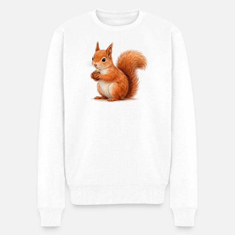 Écureuil avec illustration de gland - Pull Premium bio Homme - blanc