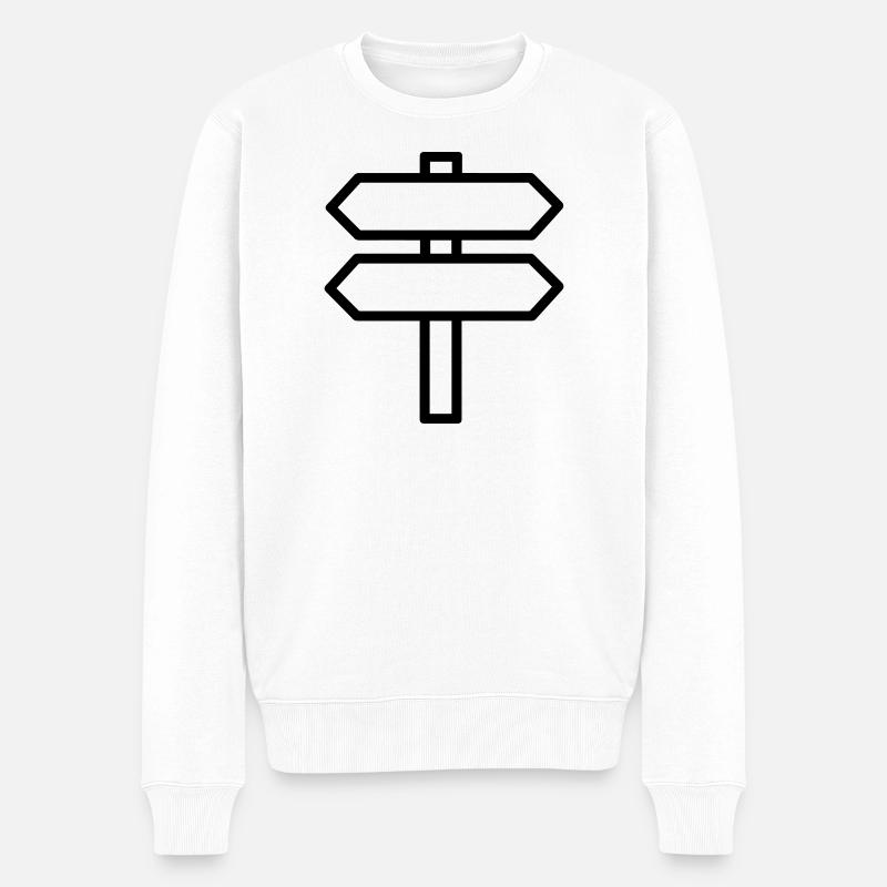 Richtungsschild - Männer Premium Bio Pullover - Weiß