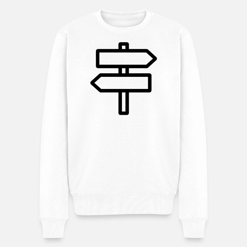 Richtungsschild - Männer Premium Bio Pullover - Weiß