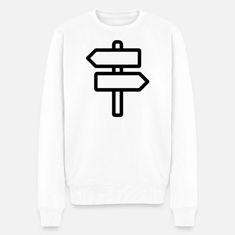 Richtungszeichen - Männer Premium Bio Pullover - Weiß
