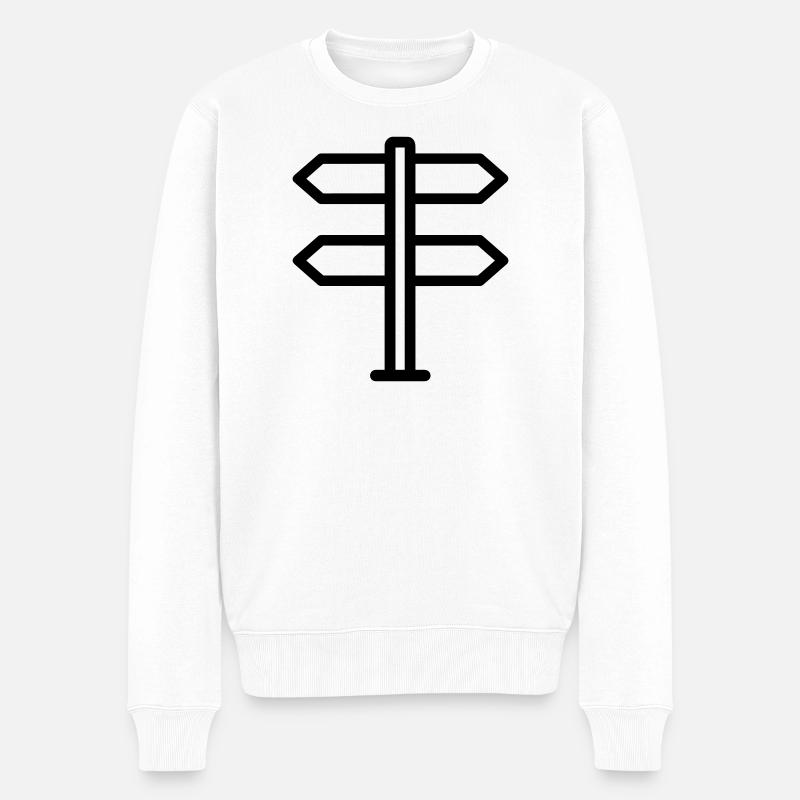 Richtungsschild - Männer Premium Bio Pullover - Weiß