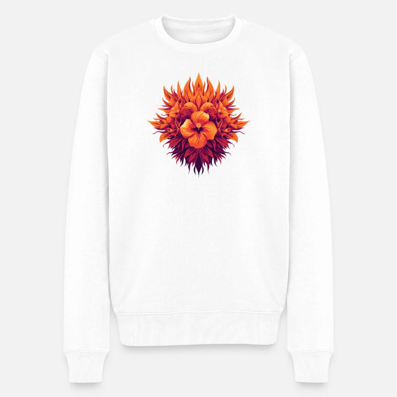 Mandala de l’Hibiscus Fleur de Flamme - Pull Premium bio Homme - blanc