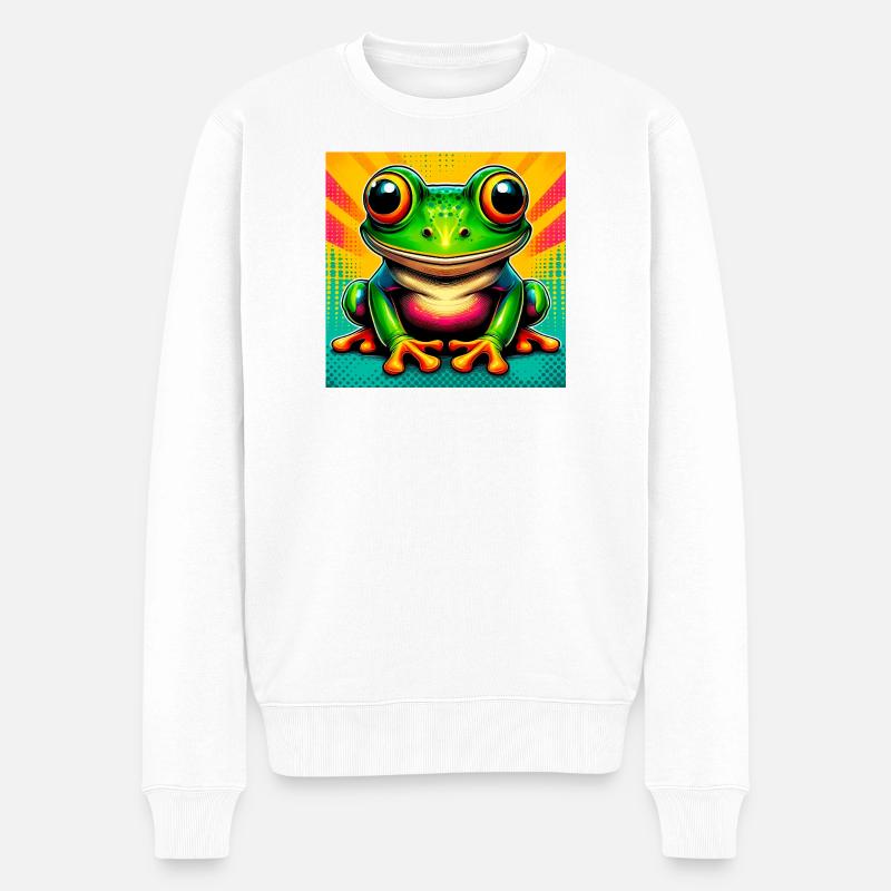 Frosch - Männer Premium Bio Pullover - Weiß