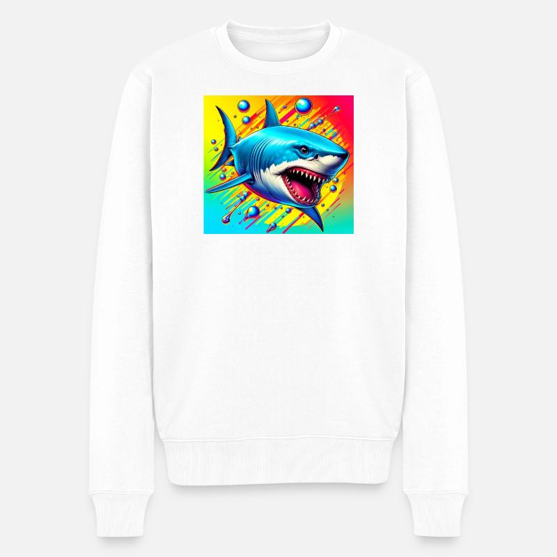 Hai - Männer Premium Bio Pullover - Weiß