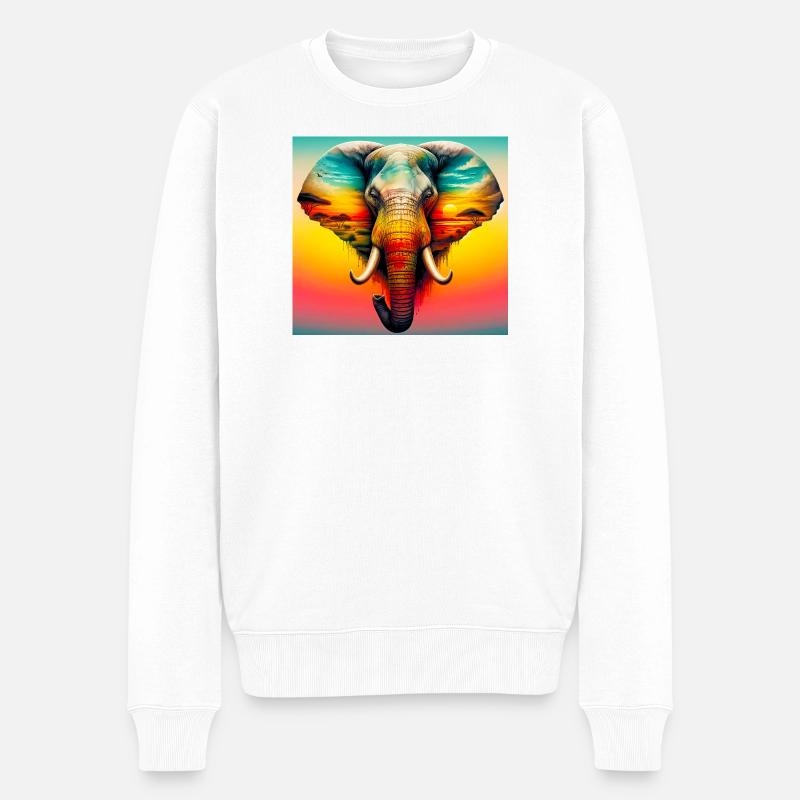Elefant - Männer Premium Bio Pullover - Weiß
