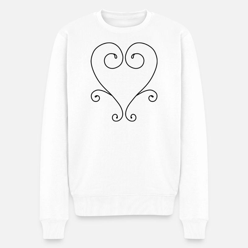 Wirbelherz-Design - Männer Premium Bio Pullover - Weiß