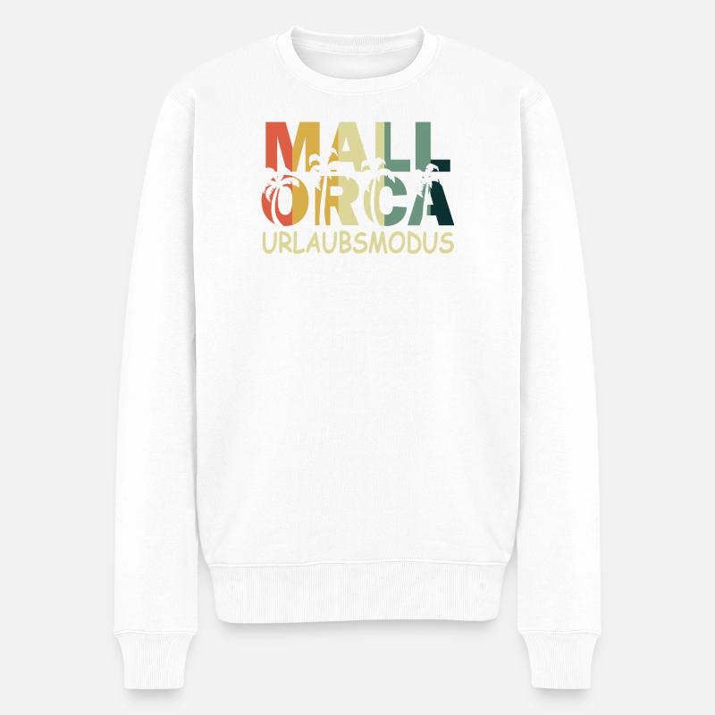 Mallorca, Urlaub - Männer Premium Bio Pullover - Weiß