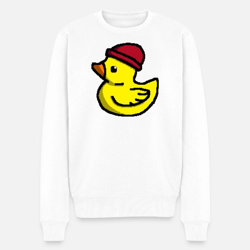 Mignon Pixel Duck en Tuque Rouge - Pull Premium bio Homme - blanc