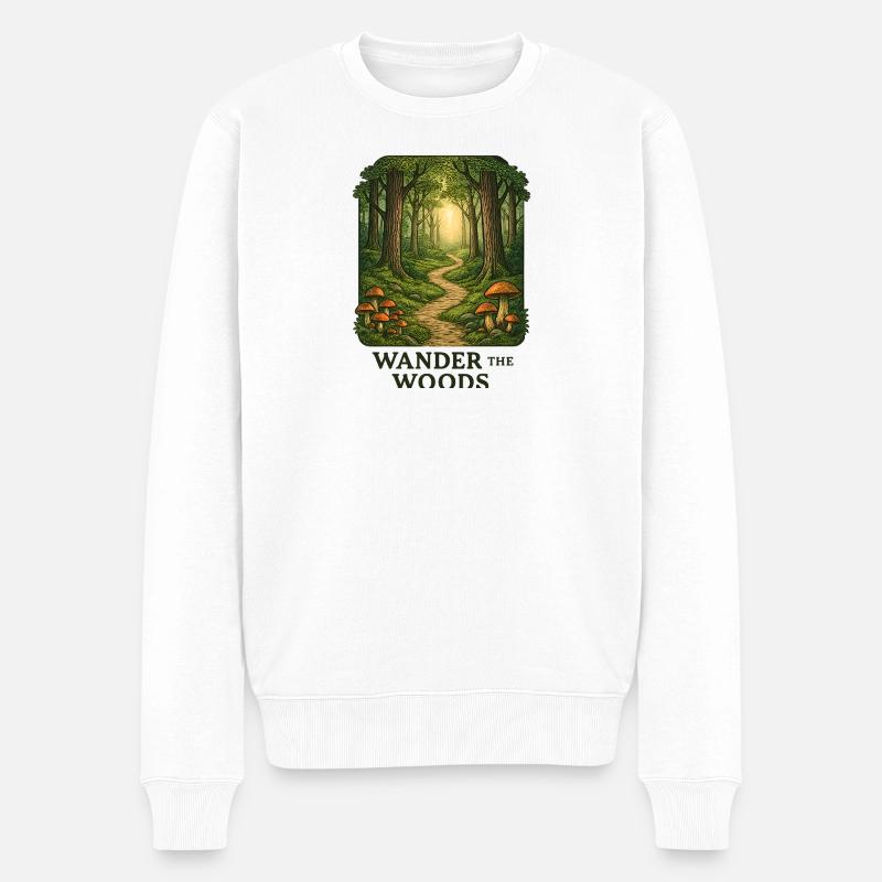 Waldpfad Wander durch den Wald - Männer Premium Bio Pullover - Weiß