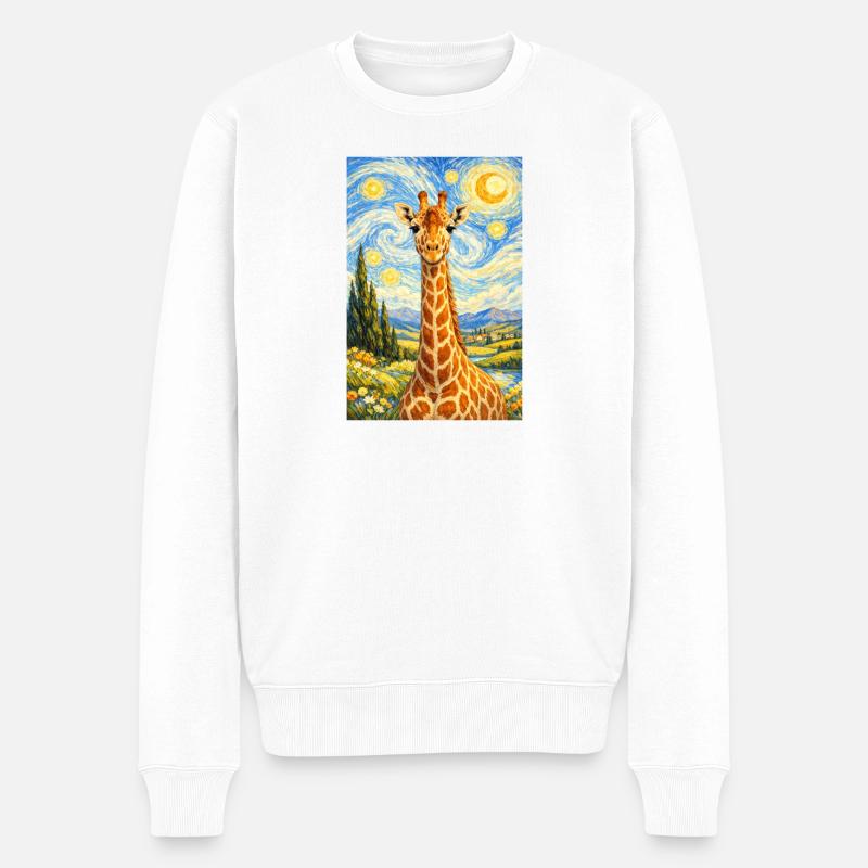 Girafe de style Nuit étoilée - Pull Premium bio Homme - blanc