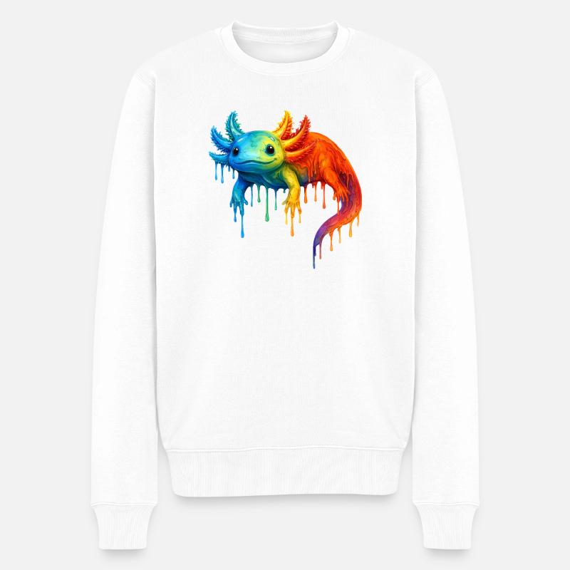 Axolotl aux couleurs vives - Pull Premium bio Homme - blanc