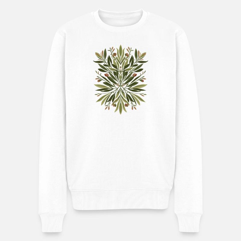 Feuilles Mandala Vert - Pull Premium bio Homme - blanc