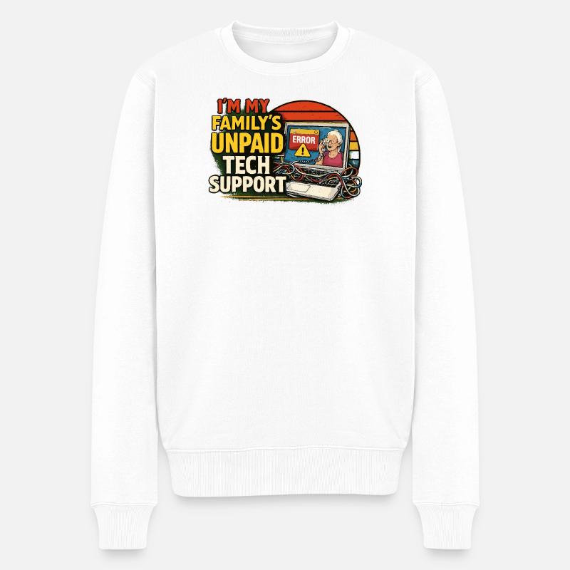 Familien Tech-Support Unbezahlt - Männer Premium Bio Pullover - Weiß