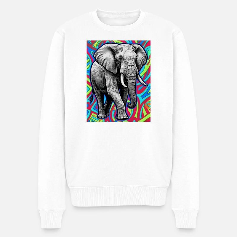 Elefant - Männer Premium Bio Pullover - Weiß
