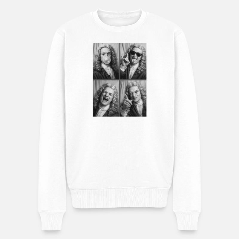 Isaac Newton Fotostreifen - Männer Premium Bio Pullover - Weiß