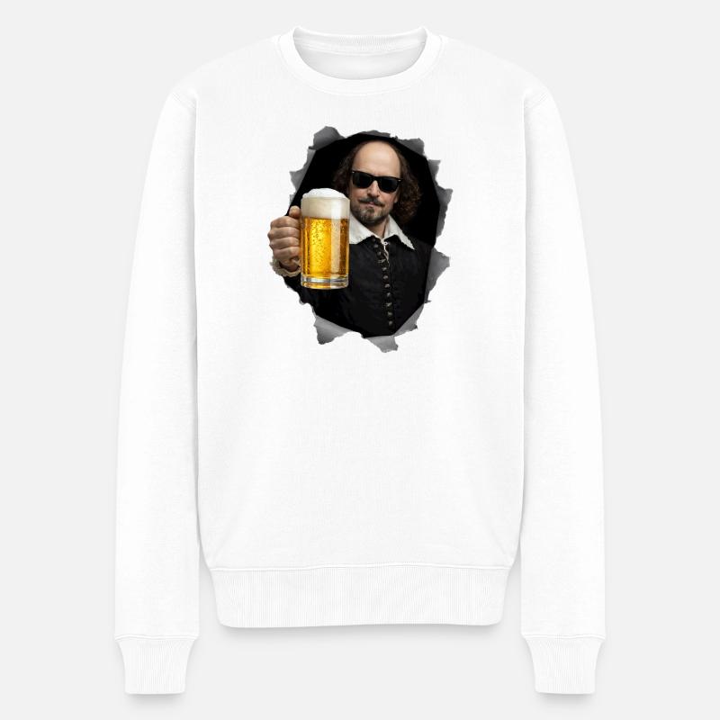 William-Shakespeare avec de la bière - Pull Premium bio Homme - blanc