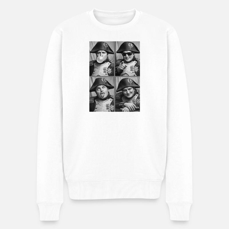 Napoleon Fratzenspiel Collage - Männer Premium Bio Pullover - Weiß