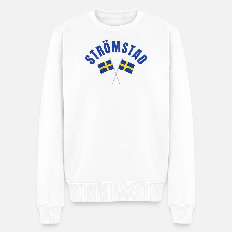 Schwedische Strömstad-Flaggen in Kreuzen - Männer Premium Bio Pullover - Weiß