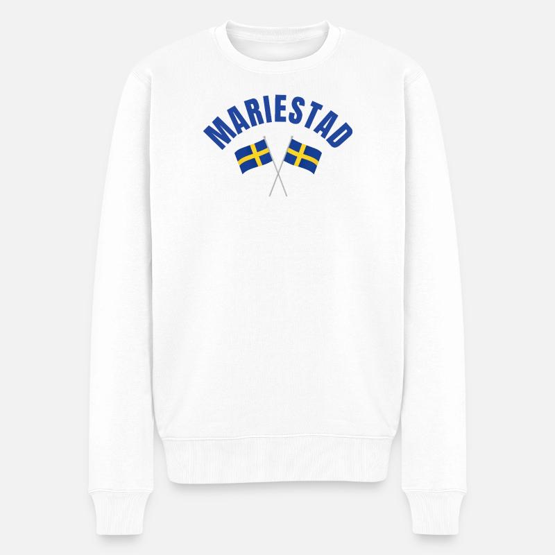 Mariestad a traversé les drapeaux suédois - Pull Premium bio Homme - blanc