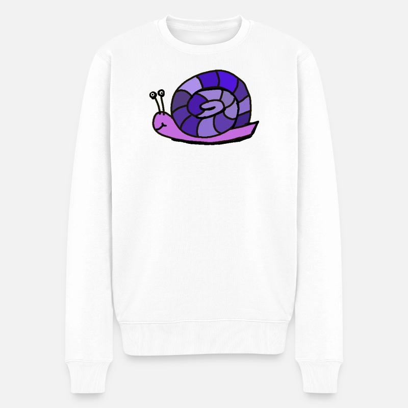 -Schnecke Cartoon Kinder Kind  - Männer Premium Bio Pullover - Weiß