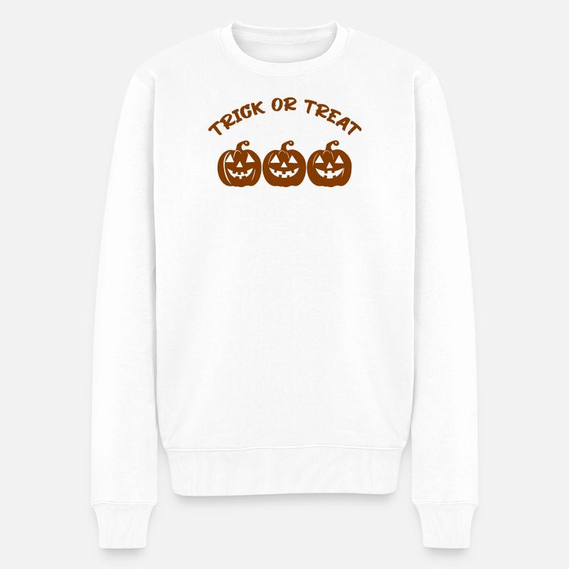 Trio Kürbisgesichter Halloween - Männer Premium Bio Pullover - Weiß
