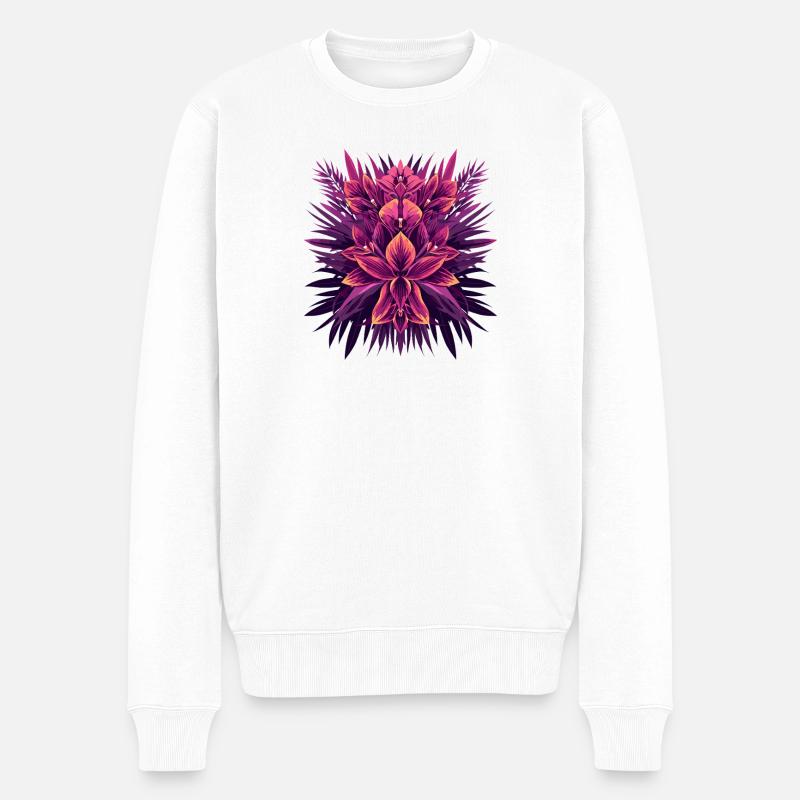Kunstvoller Blütenmandala - Männer Premium Bio Pullover - Weiß