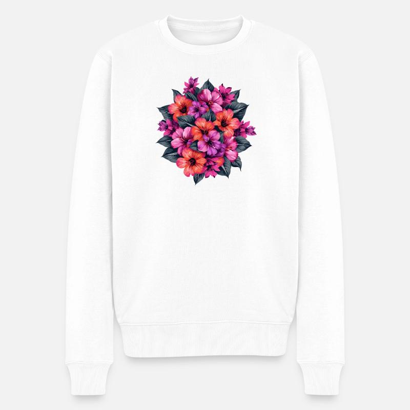 Bouquet d’hibiscus de printemps - Pull Premium bio Homme - blanc