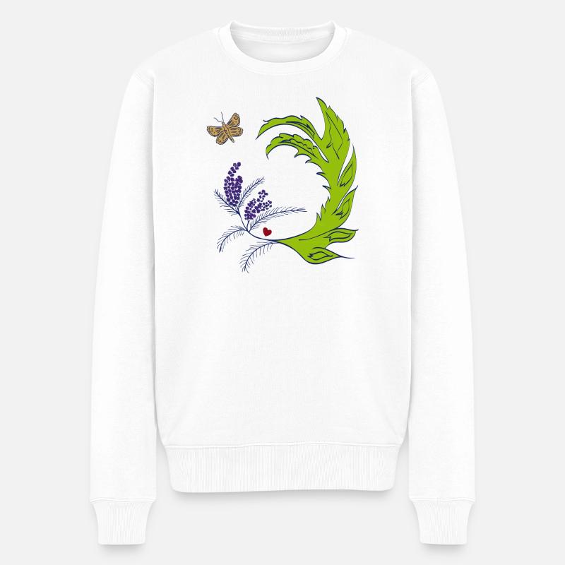 Couronne de lavande avec papillon - Pull Premium bio Homme - blanc