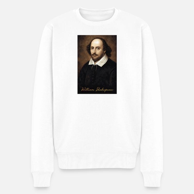 William Shakespeare Porträt - Männer Premium Bio Pullover - Weiß