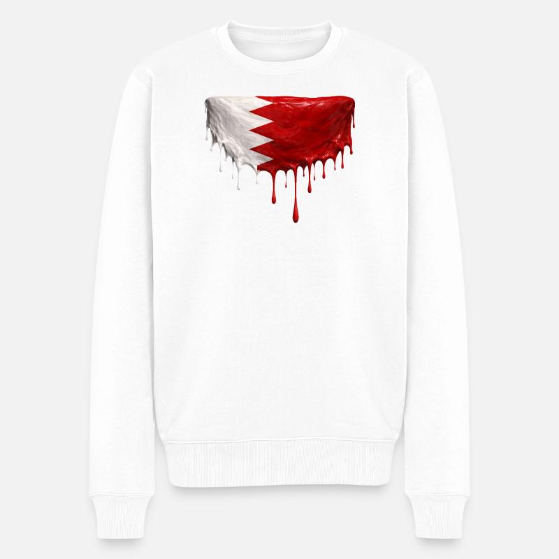 Bahrain Flagge Tropfen Kunst - Männer Premium Bio Pullover - Weiß
