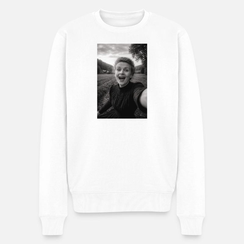 Marie Curie Selfie - Männer Premium Bio Pullover - Weiß