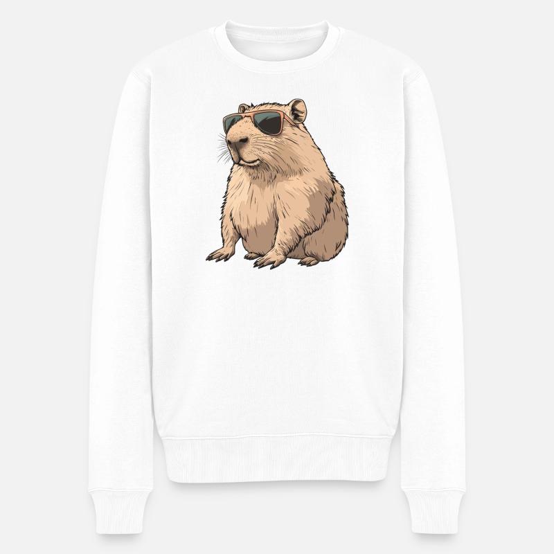 Sonnenbrillen-Capybara - Männer Premium Bio Pullover - Weiß