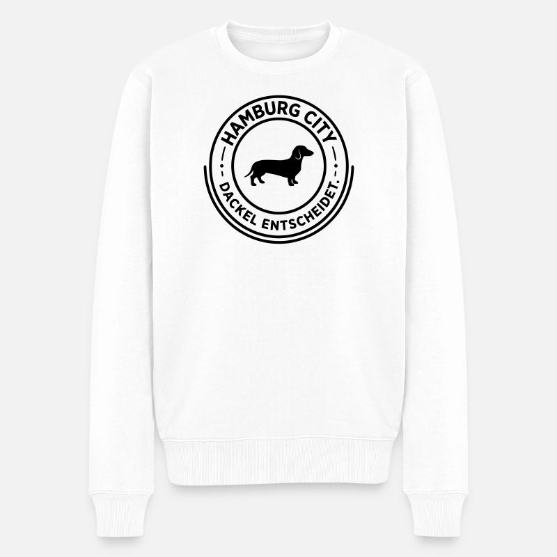 HAMBURG City Dackel entscheidet - Männer Premium Bio Pullover - Weiß