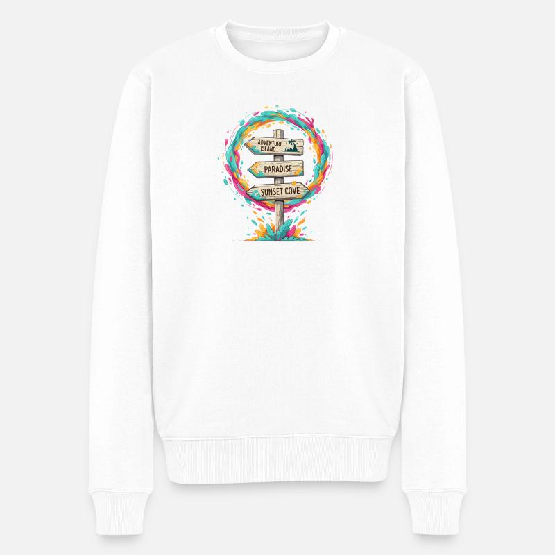 Signpost Tropische Inselpfade - Männer Premium Bio Pullover - Weiß