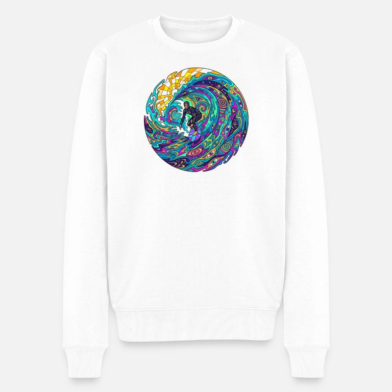 Vague de surf psychédélique - Pull Premium bio Homme - blanc
