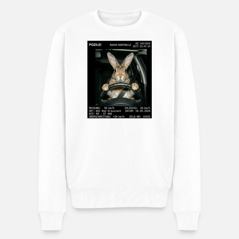 Kaninchen Geblitzt - Männer Premium Bio Pullover - Weiß