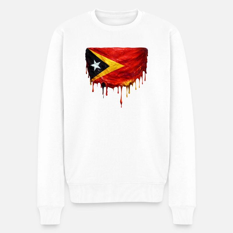 TimorLeste Tropfenflagge - Männer Premium Bio Pullover - Weiß