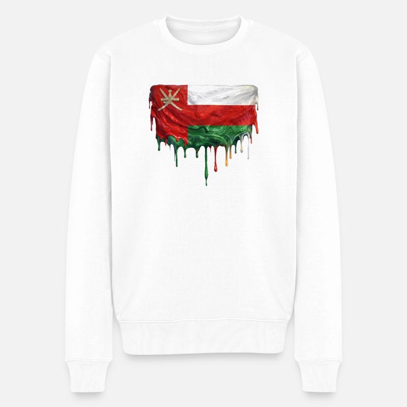 Oman Flag bunte Farbe - Männer Premium Bio Pullover - Weiß