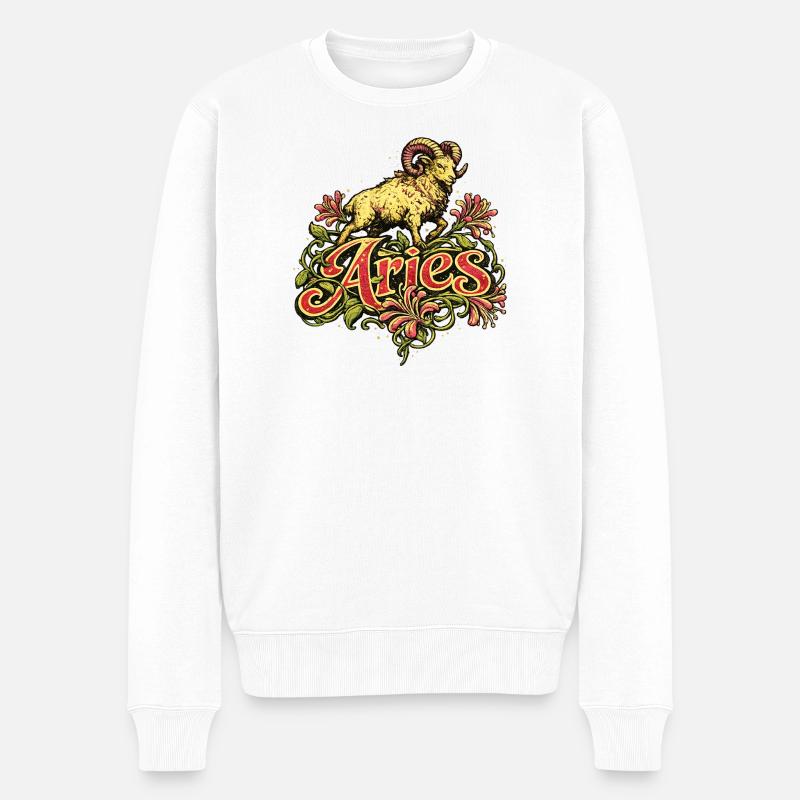 Crête florale du bélier Bélier - Pull Premium bio Homme - blanc