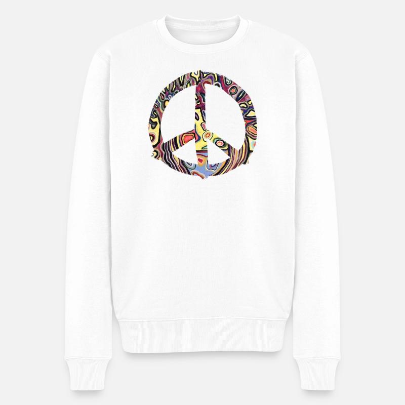 Motif coloré du signe de paix - Pull Premium bio Homme - blanc