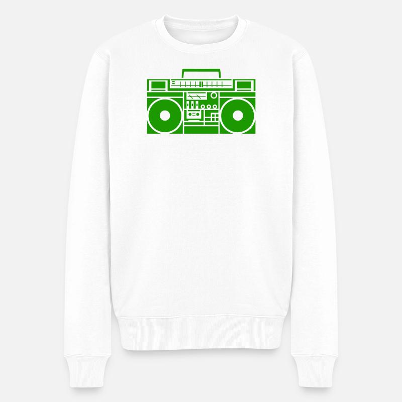 Ghettoblaster Boombox Silhouette - Männer Premium Bio Pullover - Weiß