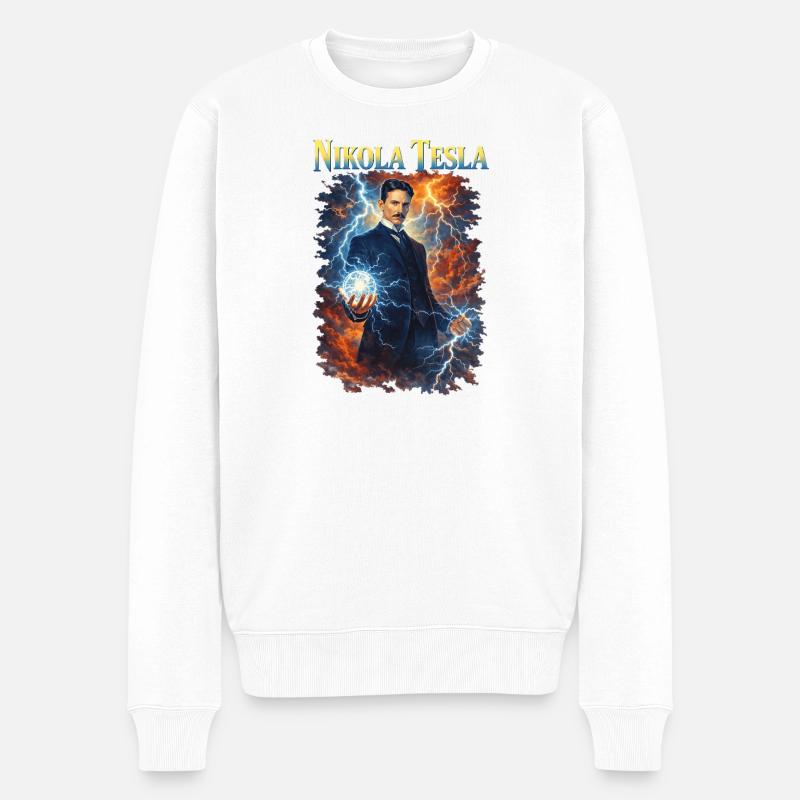 Nikola Porträt - Männer Premium Bio Pullover - Weiß