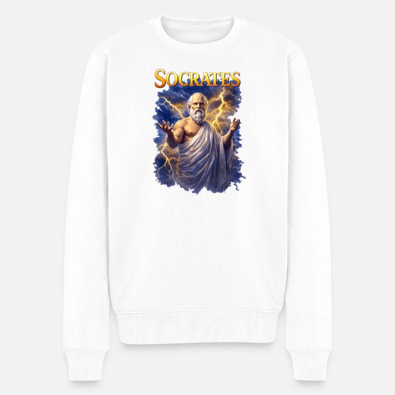 Socrates Porträt  - Männer Premium Bio Pullover - Weiß