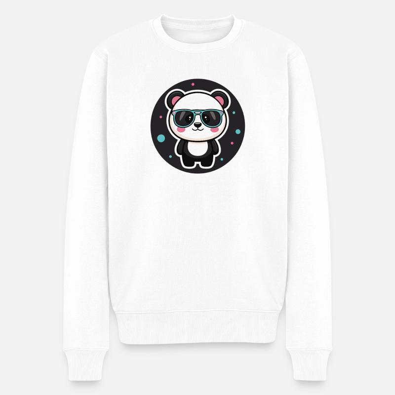 Kawaii schicke Panda-Pastell-Retro-Brille - Männer Premium Bio Pullover - Weiß