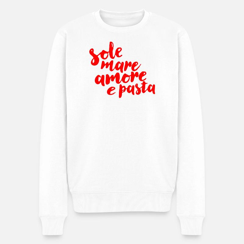 sole, mare, amore e pasta - Männer Premium Bio Pullover - Weiß