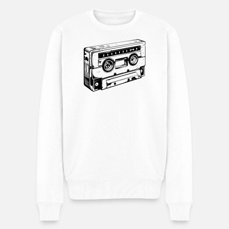 Retro kassette - Økologisk premium-sweatshirt til mænd - hvid