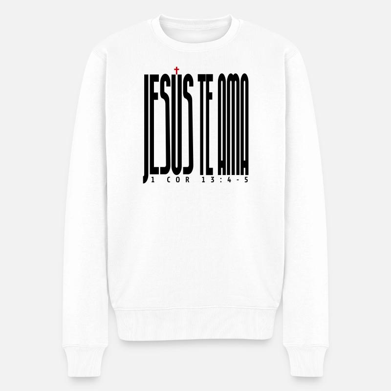 Jesus liebt dich 2 - Männer Premium Bio Pullover - Weiß