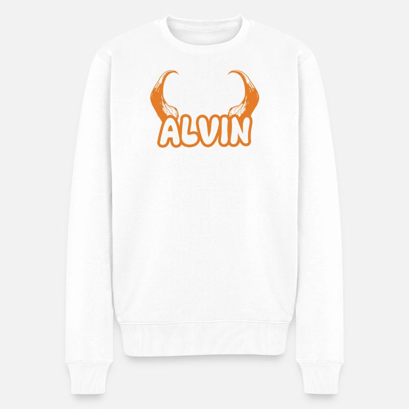 Teufel Alvin - Männer Premium Bio Pullover - Weiß