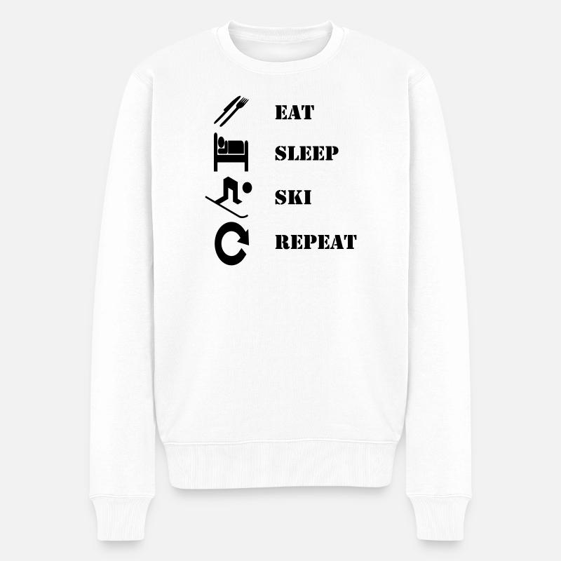 Mange, Dors, Ski, Refae-le - Pull Premium bio Homme - blanc