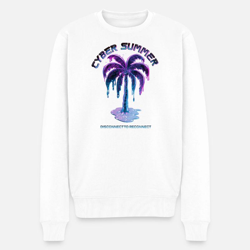 Cyber-Sommer-Palmenschmelzen - Männer Premium Bio Pullover - Weiß